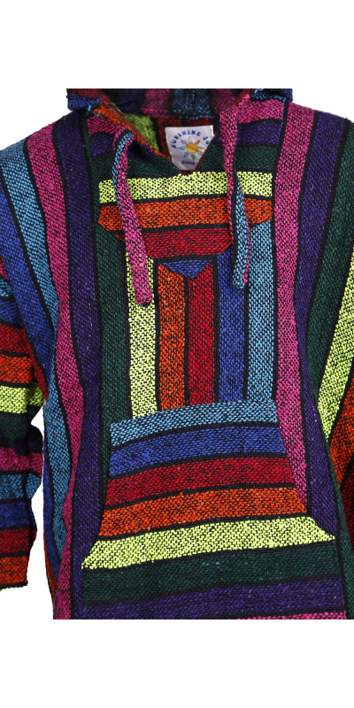 Baja Joy Pull Over Hoodie Neon Rainbow