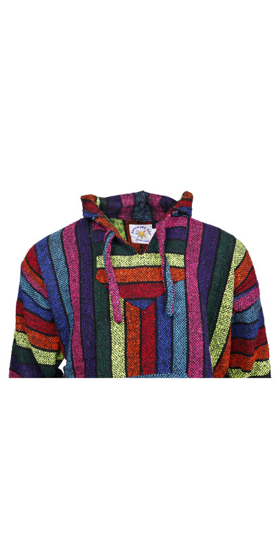 Baja Joy Pull Over Hoodie Neon Rainbow