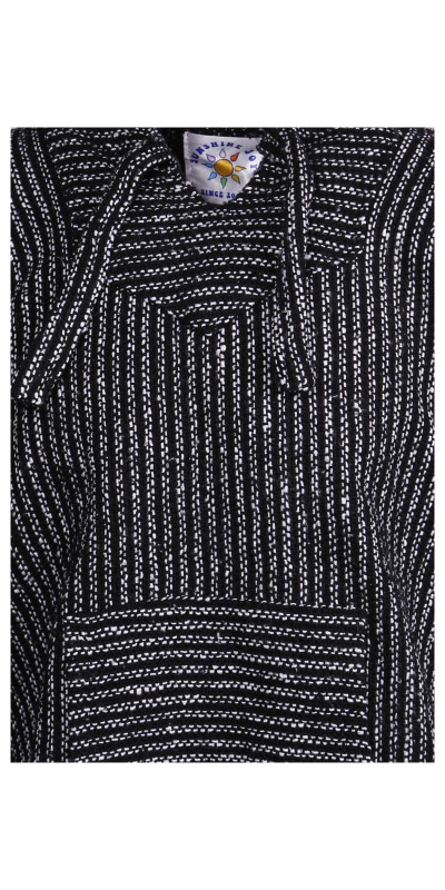 Baja Joy Pull Over Hoodie Black & White Pinstripe