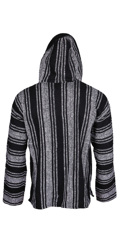 Baja Joy Pull Over Hoodie Black & White Stripes