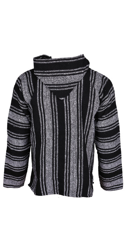 Baja Joy Pull Over Hoodie Black & White Stripes