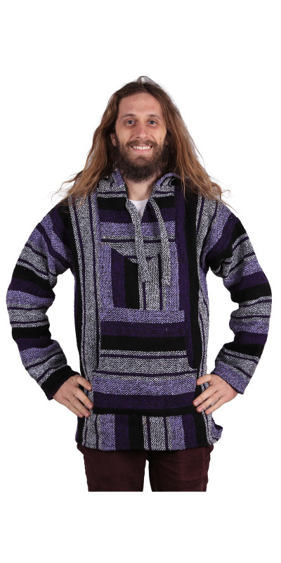 Baja Joy Pull Over Hoodie Purple Stripes