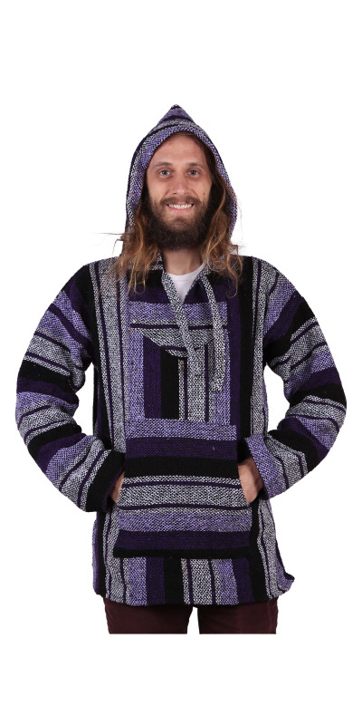 Baja Joy Pull Over Hoodie Purple Stripes