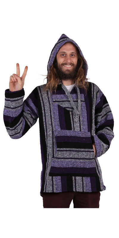 Baja Joy Pull Over Hoodie Purple Stripes