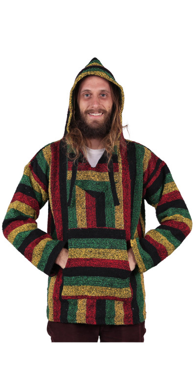 Baja Joy Pull Over Hoodie Rasta Stripe