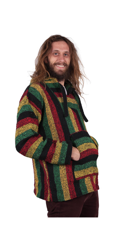 Baja Joy Pull Over Hoodie Rasta Stripe