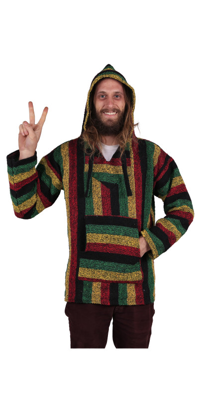 Baja Joy Pull Over Hoodie Rasta Stripe
