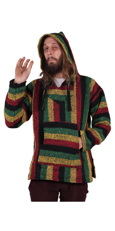 Baja Joy Pull Over Hoodie Rasta Stripe