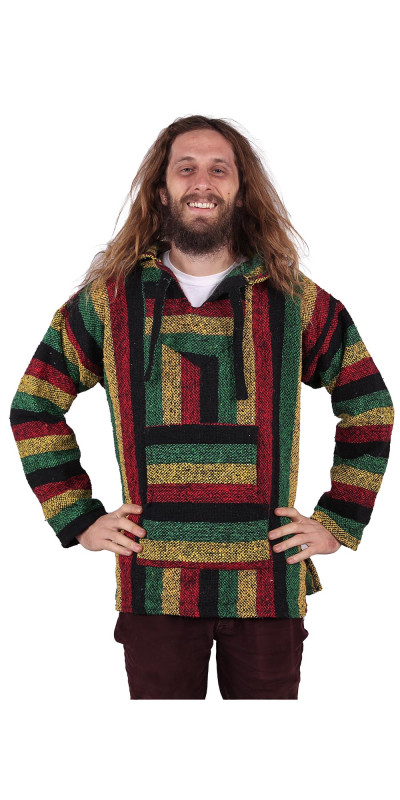 Baja Joy Pull Over Hoodie Rasta Stripe