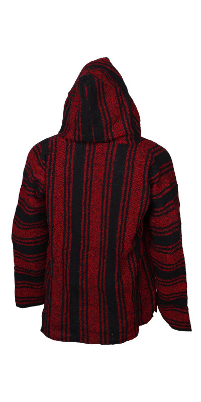 Baja Joy Pull Over Hoodie Red & Black Stripe