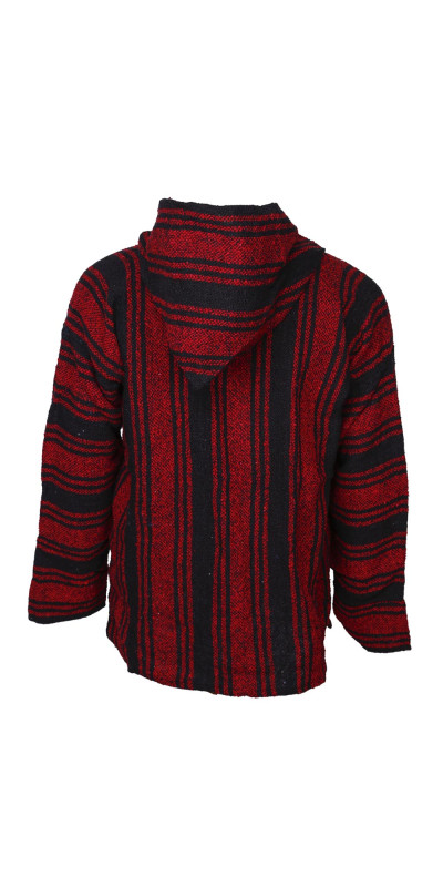 Baja Joy Pull Over Hoodie Red & Black Stripe