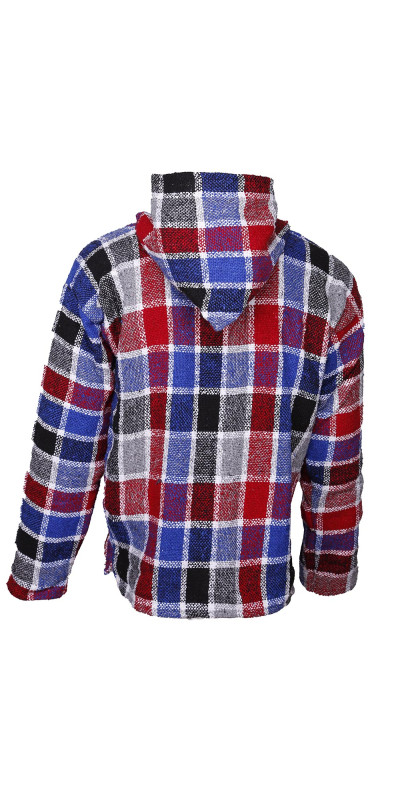 Baja Joy Pull Over Hoodie Red & Blue Plaid *SALE*