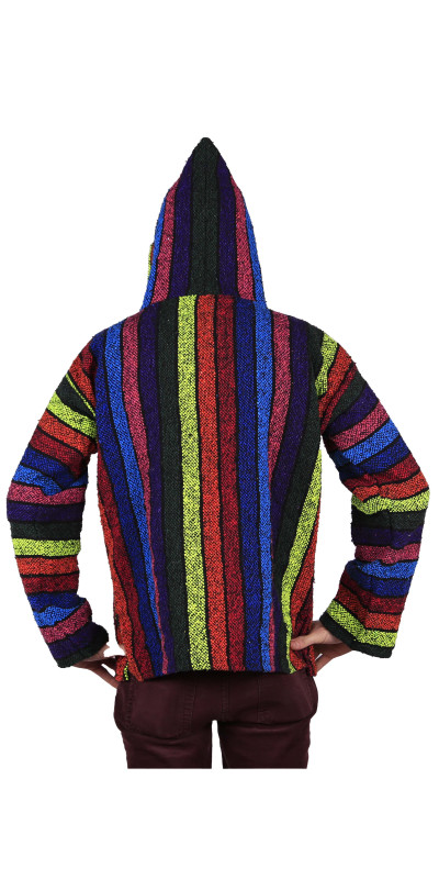 Baja Joy Pull Over Hoodie Neon Rainbow