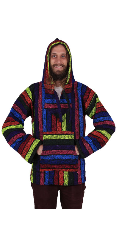 Baja Joy Pull Over Hoodie Neon Rainbow