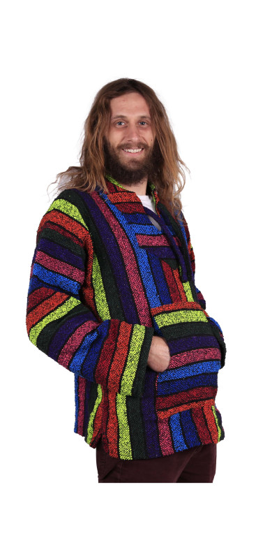 Baja Joy Pull Over Hoodie Neon Rainbow