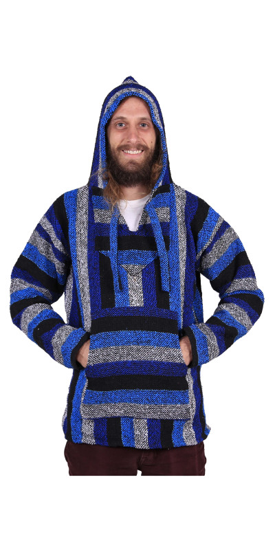 Baja Joy Pull Over Hoodie Royal Blue Stripe