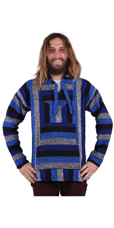 Baja Joy Pull Over Hoodie Royal Blue Stripe