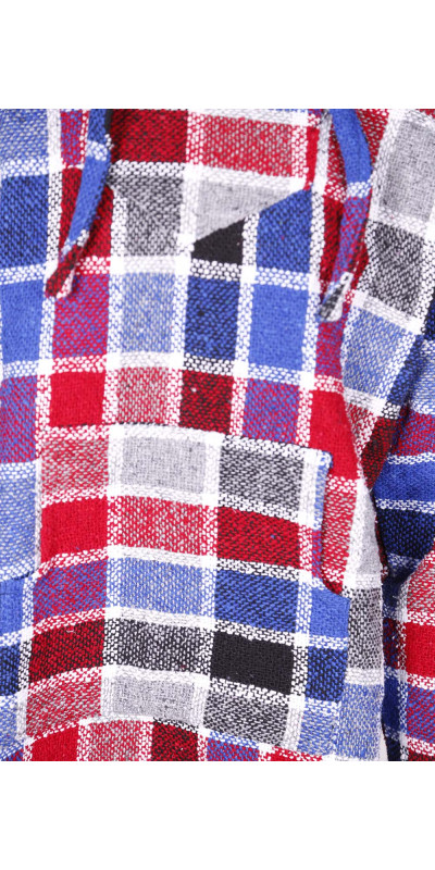 Baja Joy Pull Over Hoodie Red & Blue Plaid *SALE*