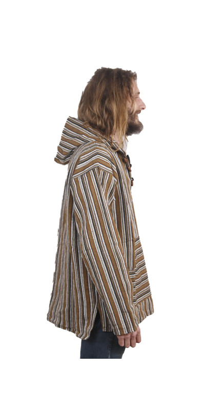 Woven Baja Style Hoodie Pullover Desert Stripe