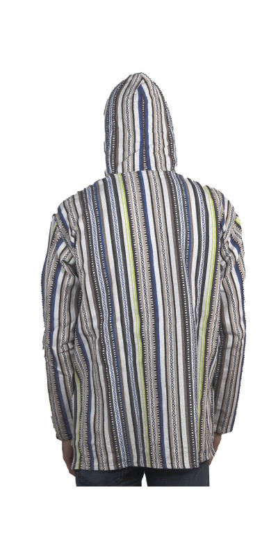 Woven Baja Style Hoodie Pullover Sand/Lime