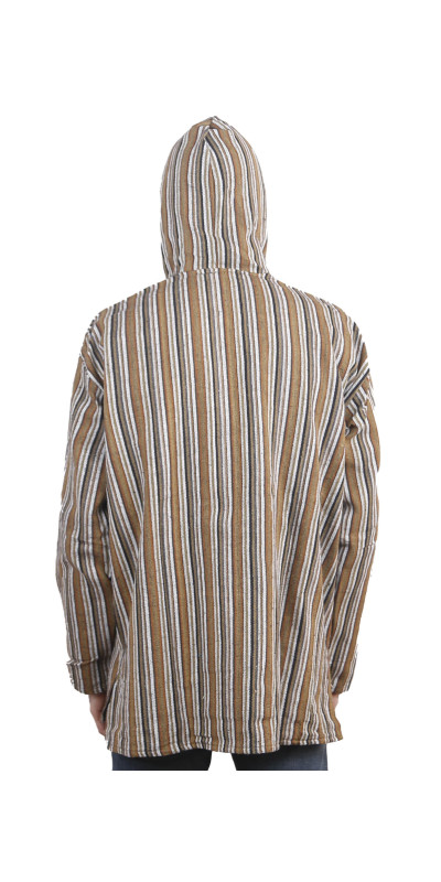 Woven Baja Style Hoodie Zip Up Desert Stripe