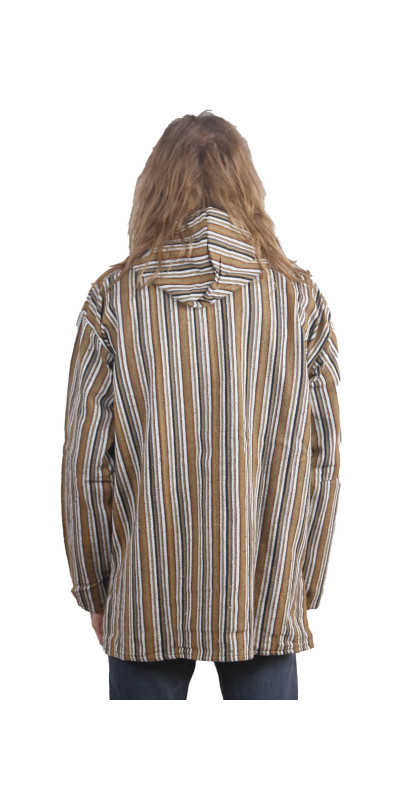 Woven Baja Style Hoodie Zip Up Desert Stripe