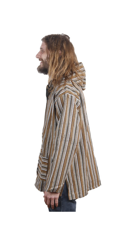 Woven Baja Style Hoodie Zip Up Desert Stripe