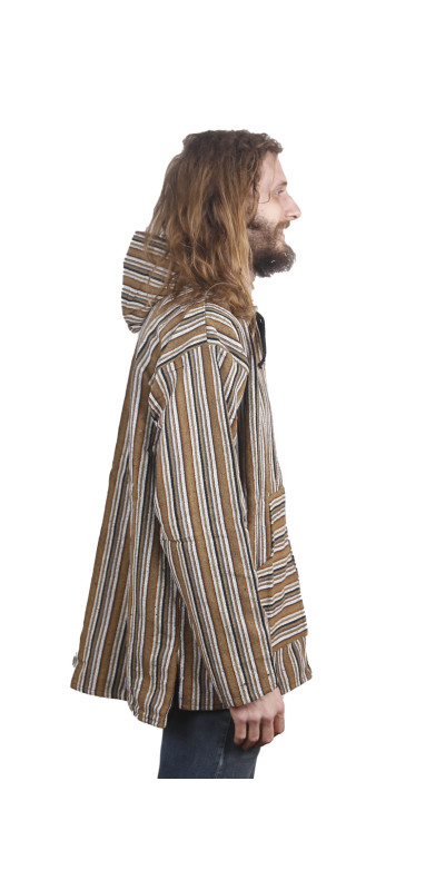 Woven Baja Style Hoodie Zip Up Desert Stripe
