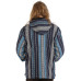 Reversible Fleece Lined Woven Baja Style Hoodie Zip Up Navy Stripe 