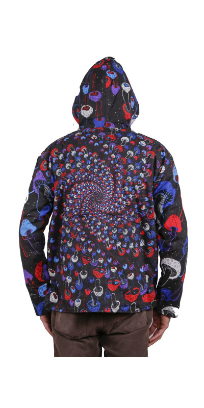 Reversible Fleece Lined Zip Up Hoodie - Glow In The Dark Shroom Spiral *SALE*
