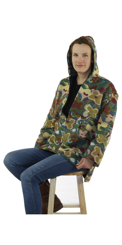 High End Woven Jacquard Zip Up Hoodie Cat Couch *SALE*
