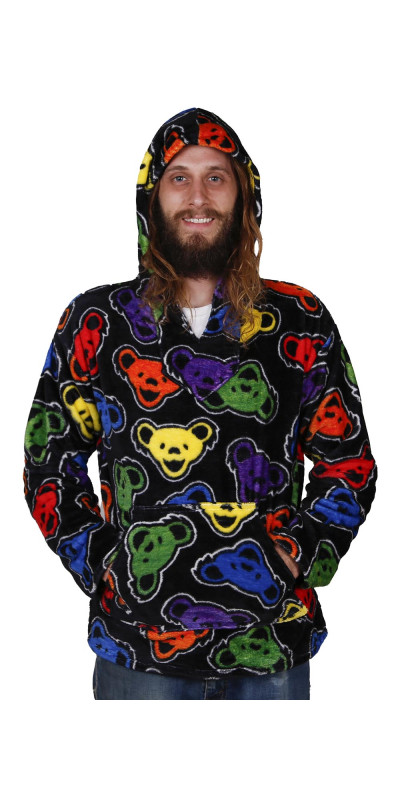 Grateful Dead Fleece Pull Over Hoodie Rainbow Bears