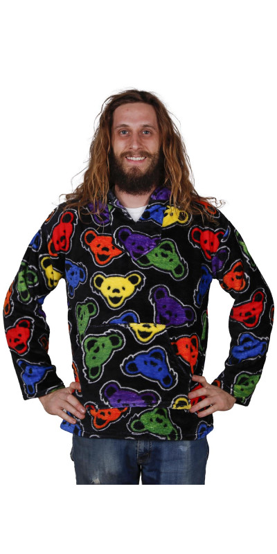 Grateful Dead Fleece Pull Over Hoodie Rainbow Bears