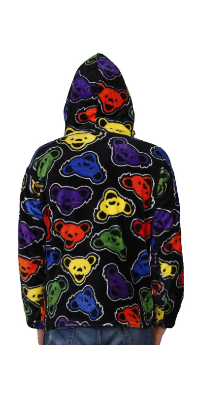 Grateful Dead Fleece Pull Over Hoodie Rainbow Bears