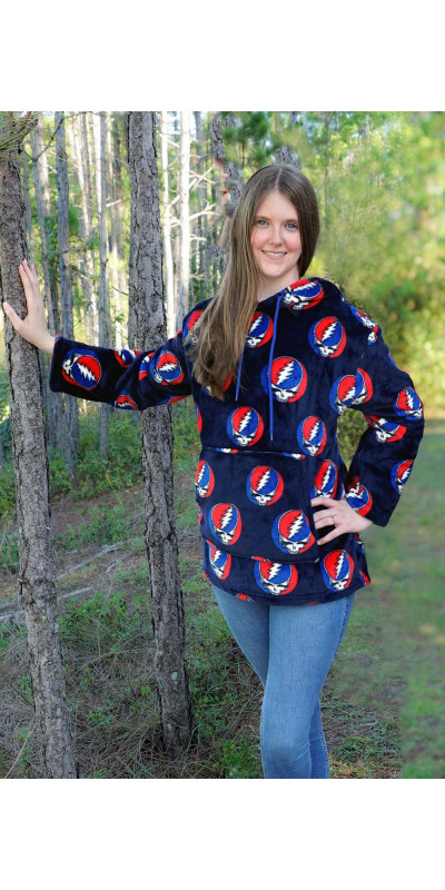 Grateful Dead Fleece Pull Over Hoodie Navy SYF *SALE*