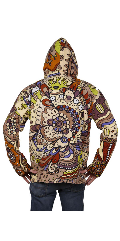 Reversible Fleece Lined Zip Up Hoodie - Plant Dream