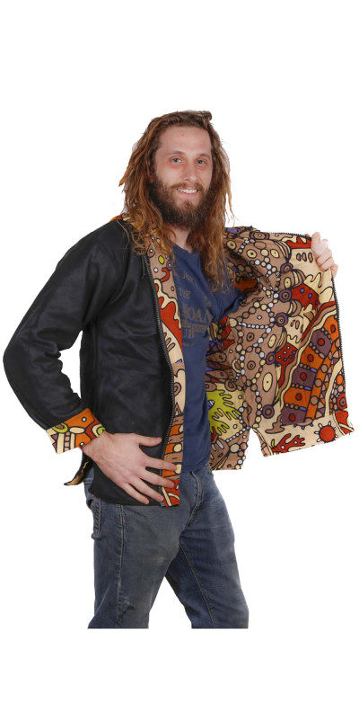 Reversible Fleece Lined Zip Up Hoodie - Plant Dream