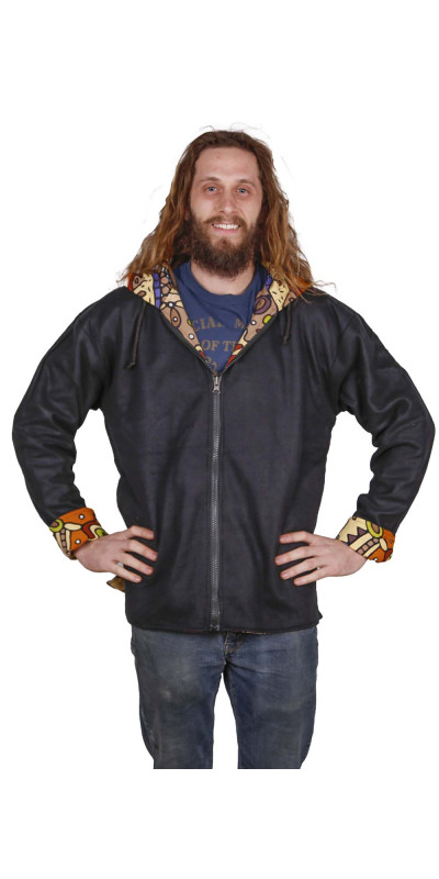 Reversible Fleece Lined Zip Up Hoodie - Plant Dream