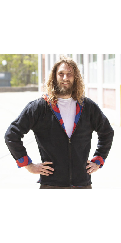 Reversible Fleece Lined Zip Up Hoodie - Donut Vibes