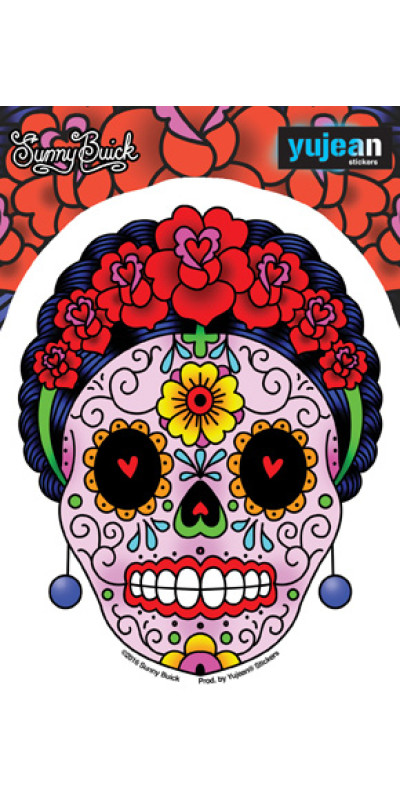 Sunny Buick Calavera Frida Sugar Skull Sticker 5"