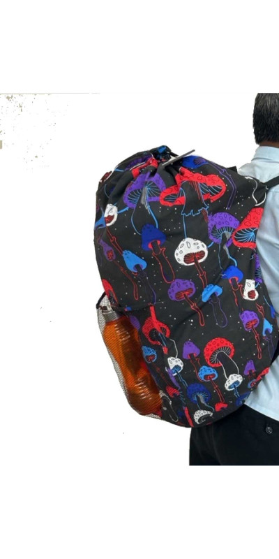 Laundry Bag Backpack Glow in The Dark Mushrooms **SALE**