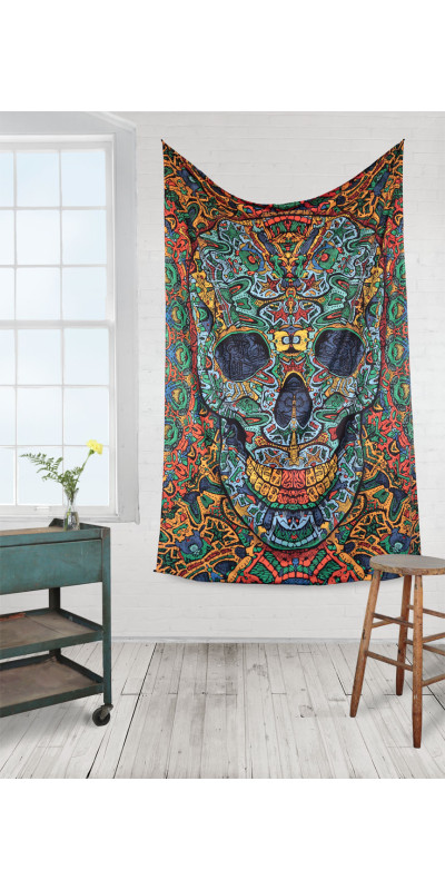 3D Skull Tapestry - Art by Chris Pinkerton