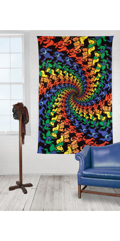 3D Grateful Dead Dancing Bears Spiral Tapestry