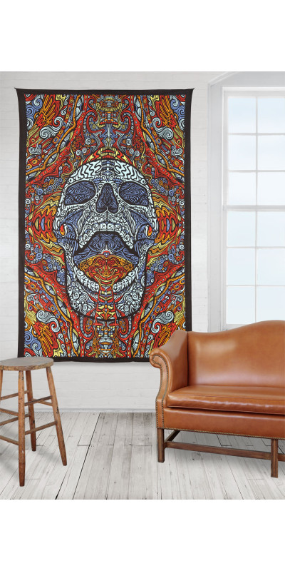 3D Mindful Skull Tapestry - Art by Chris Pinkerton