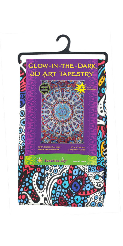 3D Glow in the Dark Sunburst Tapestry - Art by Chris Pinkerton *Sale*