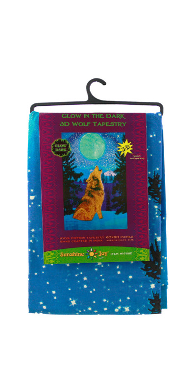 3D Glow in the Dark Wolf Tapestry