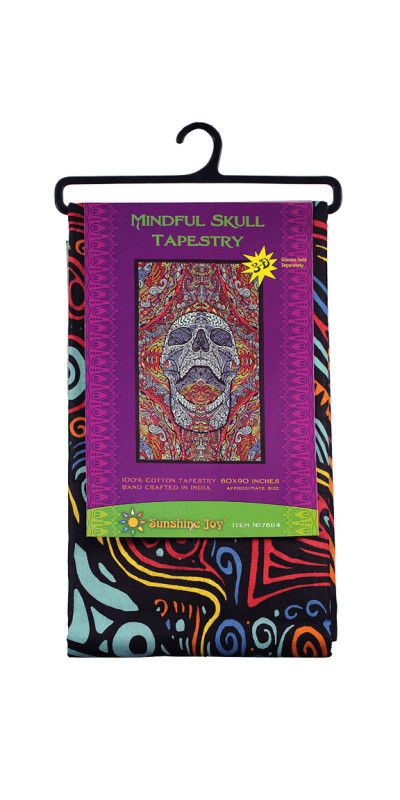 3D Mindful Skull Tapestry - Art by Chris Pinkerton