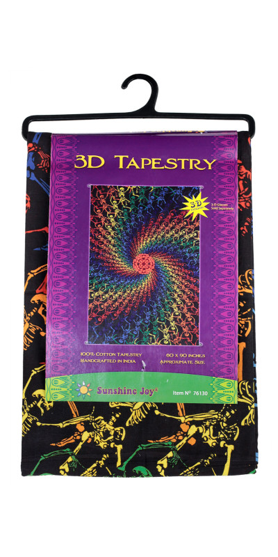 3D Rainbow Skeletons Spiral Tapestry - Art by Dina June Toomey