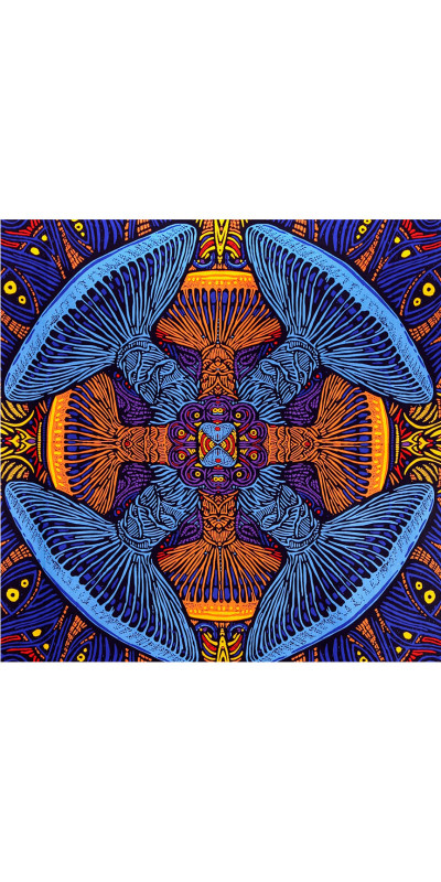 3D Mushroom Mini Tapestry 30x45 - Art by Chris Pinkerton