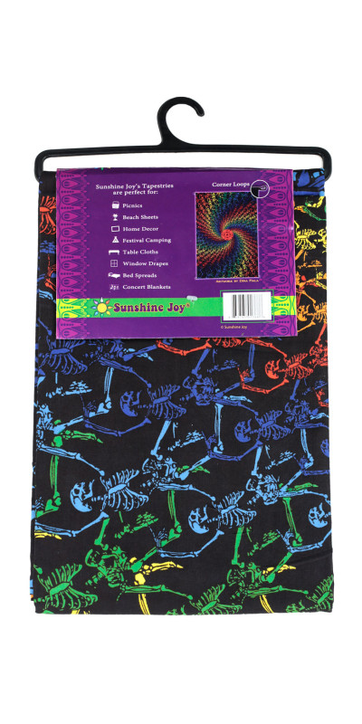 3D Rainbow Skeletons Spiral Tapestry - Art by Dina June Toomey